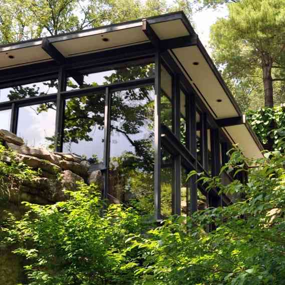 Dragon Rock house, corner view at Manitoga in Garrison, New York.